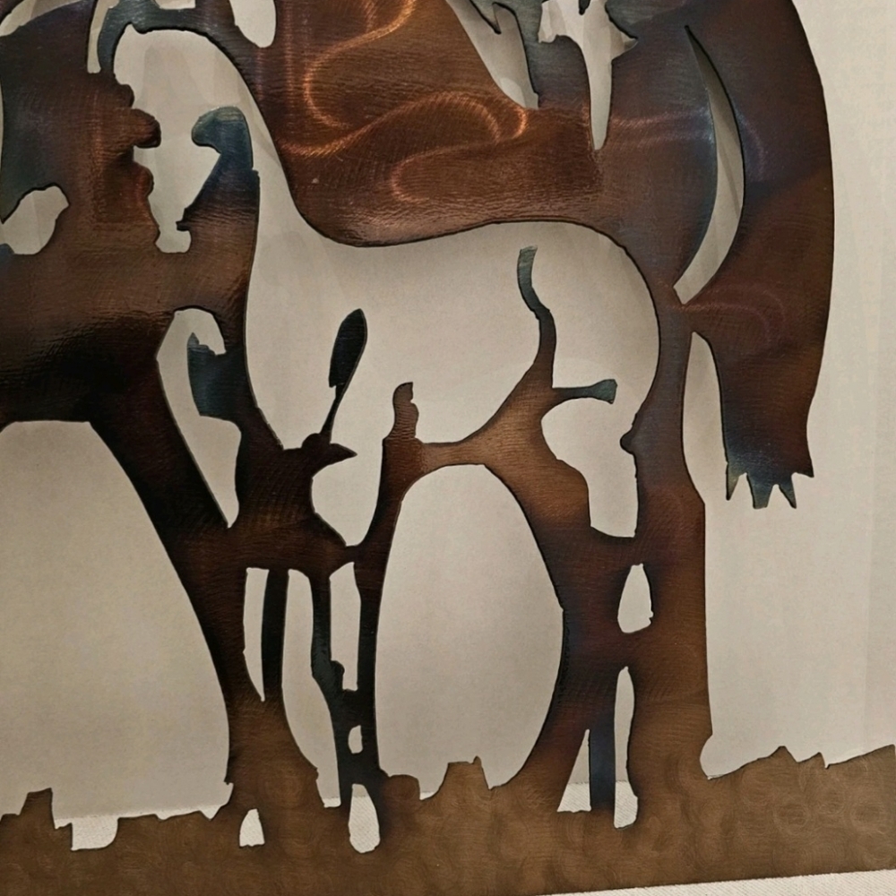 Horse With Colt - Metal Wall Art - Steel 24" wide x 18" tall Handmade - Picture 4 of 6